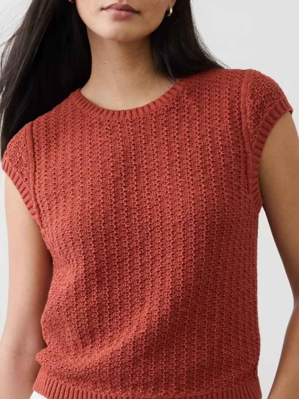Banana Republic Factory Cotton Texture Sweater in Barn Red - S